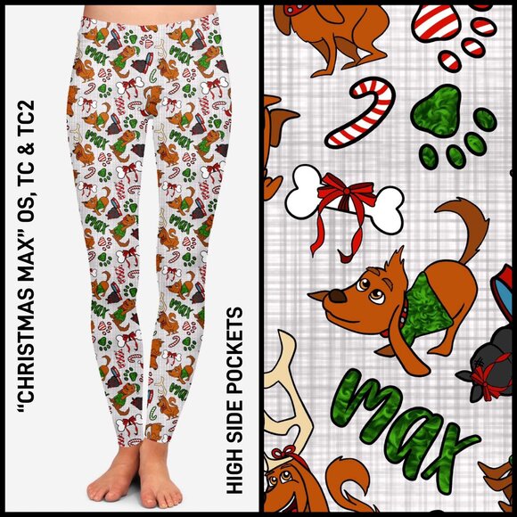 Max (Grinch) Christmas Leggings w/Pockets - Picture 2 of 4